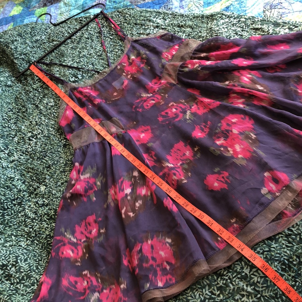 S Intimately Free People Floral Sheer Dress Strappy Pattern Print Mesh Nightgown - Picture 7 of 7